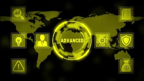 Advanced technology global network concept with neon on map background 動画素材 331566374