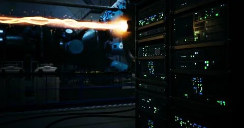 Advanced technology in a high tech data center during a system upgrade Stock Illustration