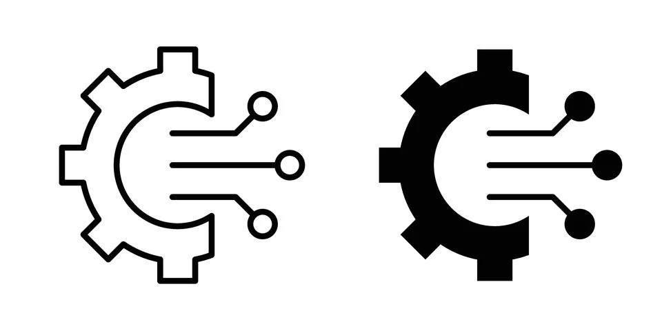 Advanced technology icon vector concepts, line and silhouette style Stockillustratie