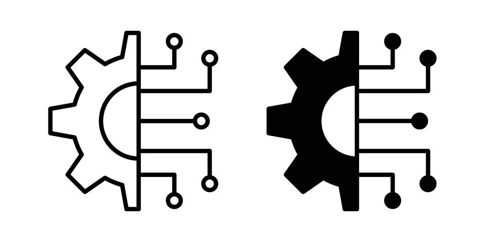 Advanced technology icon vectors. Illustrations in black Stock Illustration