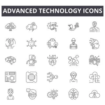 Advanced technology line icons. Editable stroke signs. Concept icons: digital Stock Illustration