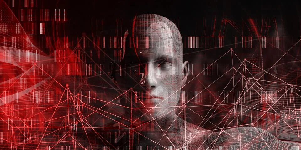 Advanced Technology Meets the Digital Frontier in Motion 스톡 일러스트