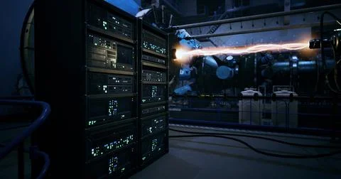 Advanced technology in a research facility showcasing energy transfer process Stock Illustration