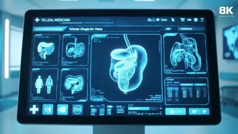 Advanced Telemedicine Diagnostic Touchscreen Panel Stock Footage 317913602