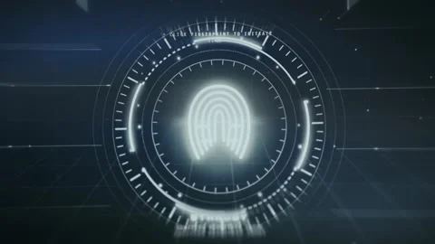 Advanced UI with fingerprint-based biometric security system Stock Footage 335454825