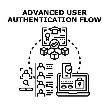 Advanced user authentication flow concept security system Stock Illustration