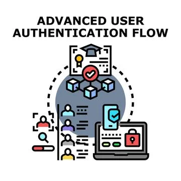 Advanced user authentication flow concept security system Stock Illustration