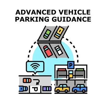 Advanced vehicle parking guidance system concept Stock Illustration