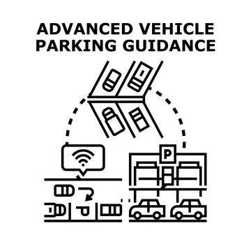 Advanced vehicle parking guidance system concept Stock Illustration