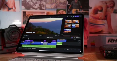 Advanced Video Editing on iPad with Vibrant Workflow Interface Stock Footage 297732677