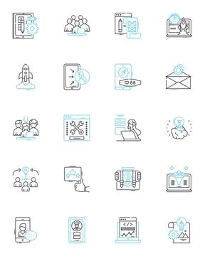 Advancement linear icons set. Progression, Improvement, Growth, Development Stockillustratie
