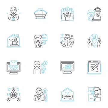 Advancement Process linear icons set. Development, Progress, Improvement イラスト素材