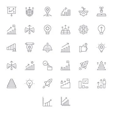 Advancement Vector Graphics Pack including 32 Thin Line 256x256 Grid Fitted.. Stock Illustration