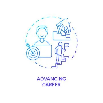 Advancing career navy, blue gradient concept icon Stock Illustration