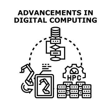 Advancing digital computing technologies and automation concepts 库存插图