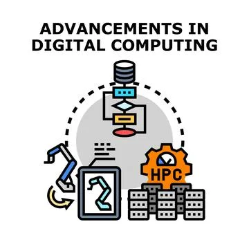 Advancing digital computing technologies and automation concepts Stock Illustration