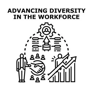 Advancing diversity in workforce creating equal opportunity and growth Stock Illustration