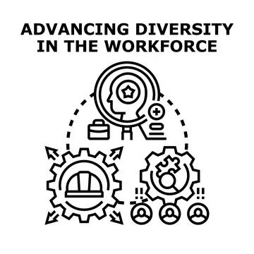 Advancing diversity in workforce management and recruitment concept Stock Illustration