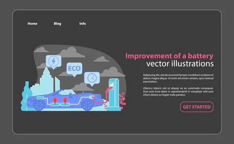Advancing electric car technology. Focused on battery improvements for enhanced Stock Illustration