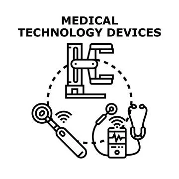 Advancing medical technology devices diagnosing and caring patients Stock Illustration