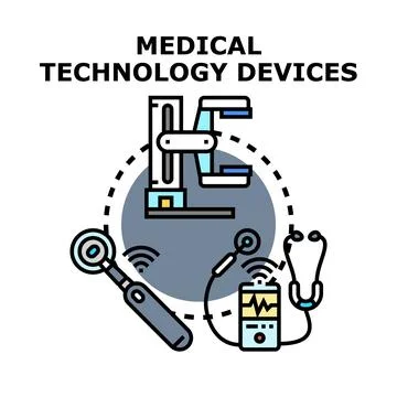Advancing medical technology devices diagnosing and caring patients Stock Illustration