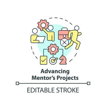 Advancing mentor projects concept icon Stock Illustration