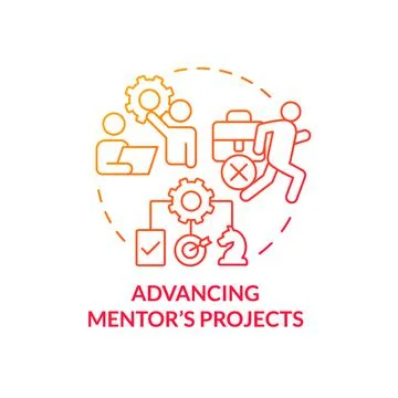 Advancing mentor projects red gradient concept icon Stock Illustration