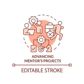 Advancing mentor projects terracotta concept icon Stock Illustration