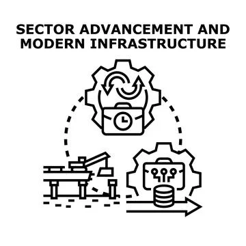 Advancing modern infrastructure and digital sector development concept 库存插图