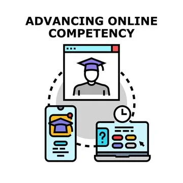 Advancing online competency digital education platform Stock Illustration