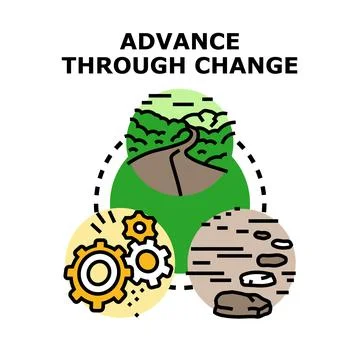 Advancing path through change and adaptation process Stock Illustration