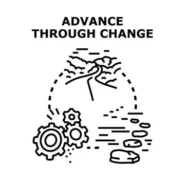 Advancing path through change and adaptation process Stock Illustration