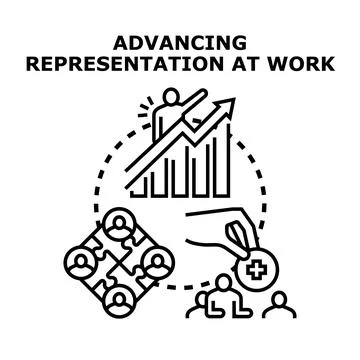 Advancing representation at work fostering diversity and growth Stock Illustration