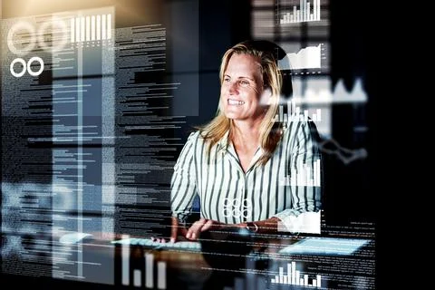 Advancing through cyberspace. Shot of a programmer working on a computer code at Foto stock