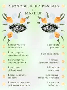 Advantages and disadvantages of makeup, spring jonquil Illustrazione stock