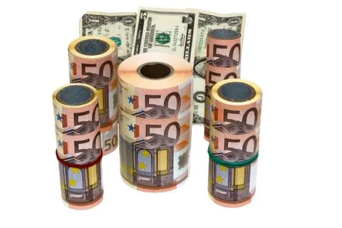 Advantages banknotes on white background Foto stock