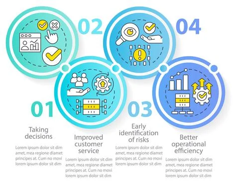 Advantages of big data processing circle infographic template Stock Illustration