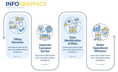 Advantages of big data processing rectangle infographic template Stock Illustration