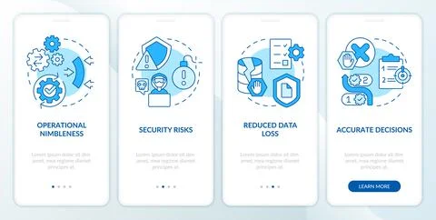 Advantages of data optimizations blue onboarding mobile app screen Illustrazione stock