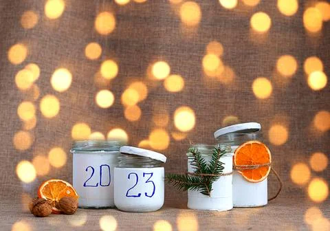 Advent Calendar for Christmas on diffuse background. Stock Photos