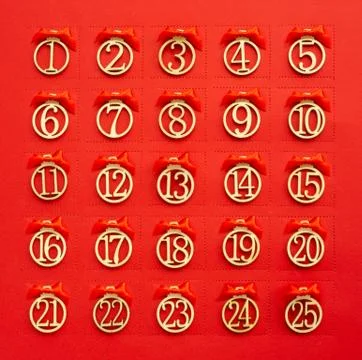 Advent calendar with dates Foto stock