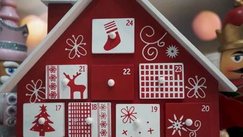 Advent Calendar Decorated and Nutcracker Soldier Toys Stock Footage 260722710