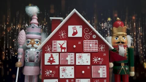 Advent Calendar Decorated and Nutcracker Soldier Toys Stock Footage 260722762