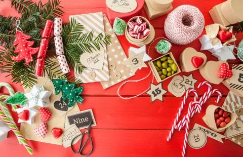 Advent calendar with gift boxes Stock Photos