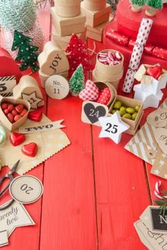 Advent calendar with gift boxes Stock Photos