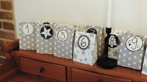 Advent calendar homemade Video stock 120533433
