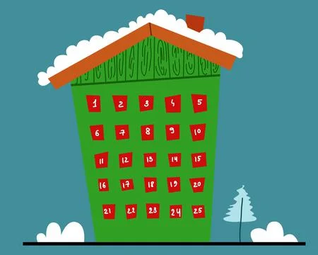 Advent calendar, house with chimney. Vector illustration Stock Illustration