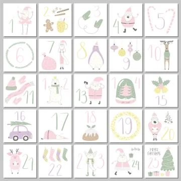 Advent calendar template Stock Illustration