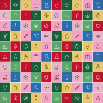 Advent calendar tiles seamless pattern with Christmas icons Stock-Illustration