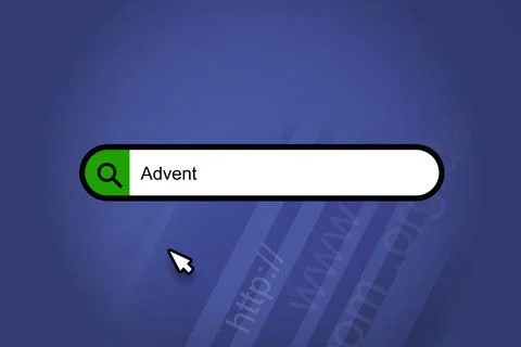 Advent - search engine, search bar with blue background Ilustración de archivo